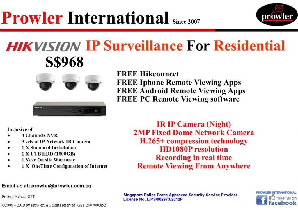 CCTV Singapore Package - 3 IP HD 1080P Camera